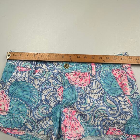 Lilly Pulitzer Walsh Shorts Womens 8 Blue Haven Seashells Pockets Beach Vacation - Picture 8 of 12